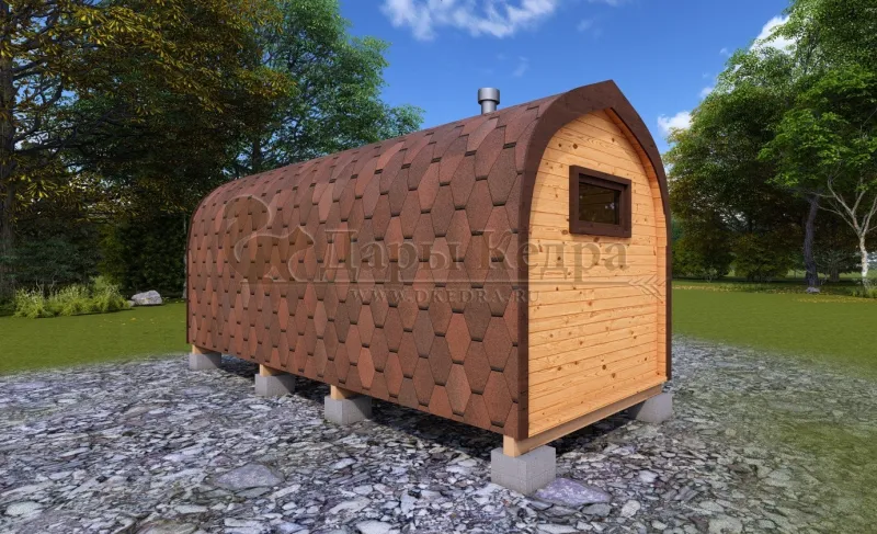 Баня «Викинг» из кедра 6х2,2 метра с боковым входом