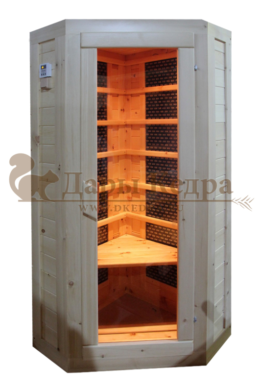 Одноместная угловая инфракрасная сауна кабина из кедра и липы с карбоновыми излучателями